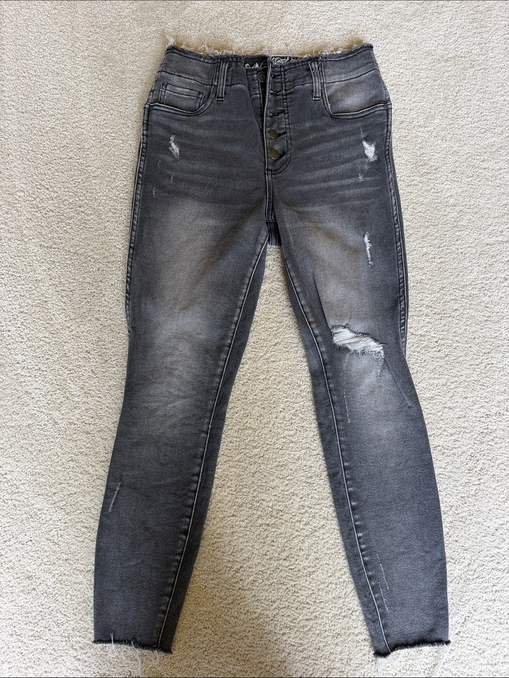 Kut from the Kloth Washed Black Distressed Skinny Jeans